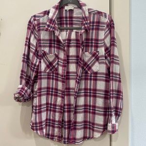 Lucky Brand gauzy Sz S/P red and navy shirt